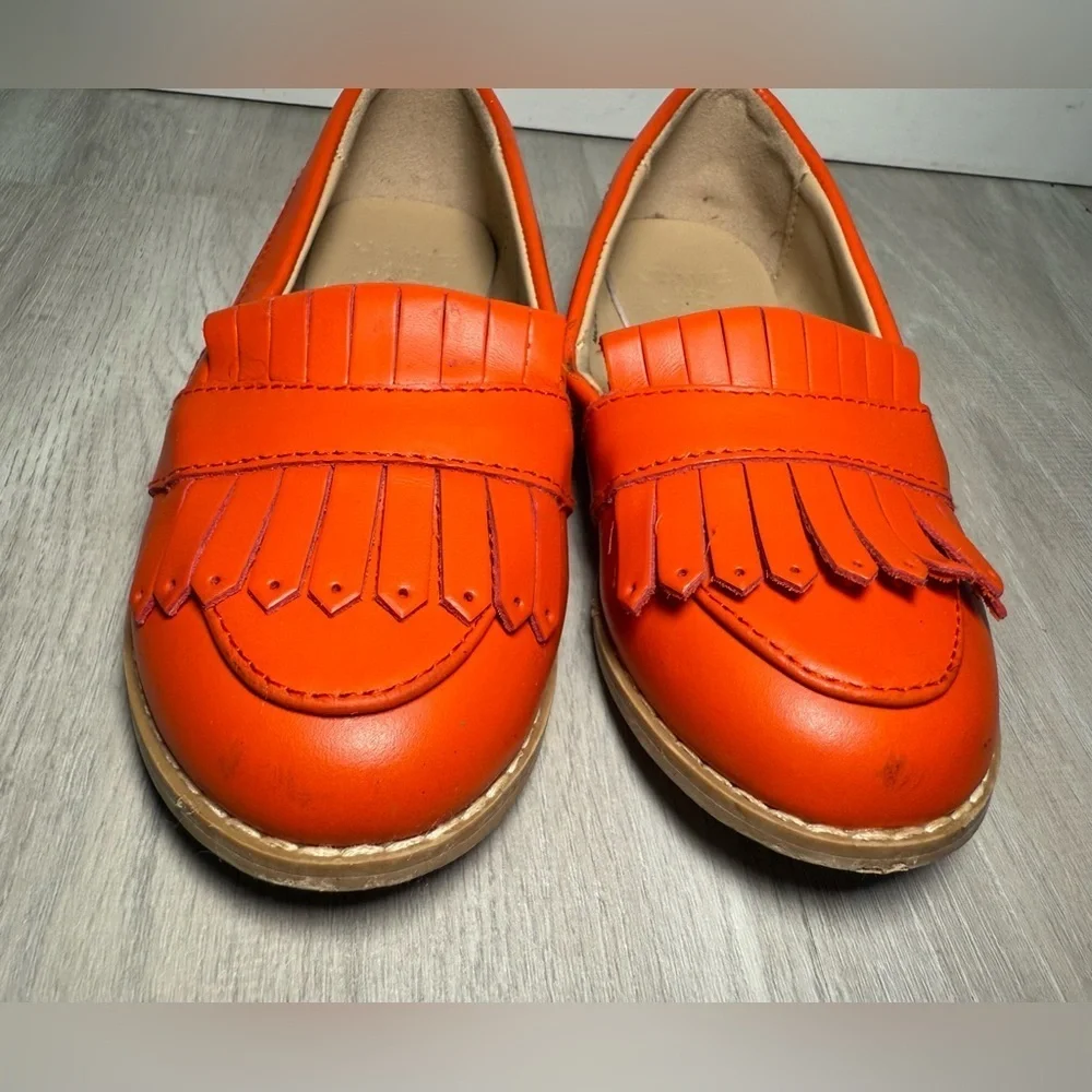 Janie‎ and Jack Orange Leather Tassel Loafer Shoes Kids Size 9